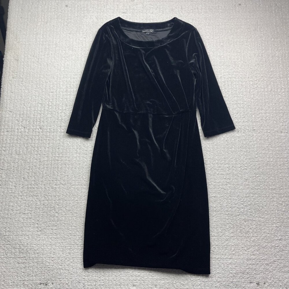 Smashed Lemon Black Velour Long sleeve Dress Women’s Sz 12 Holiday Party Formal